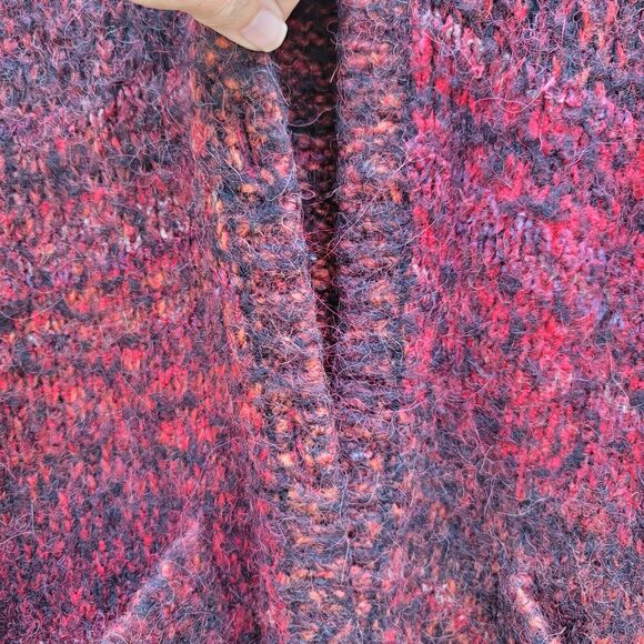 Chicos Red Black Wool Blend Long Coatigan Chicos Size 3/XL/16 - Picture 4 of 9